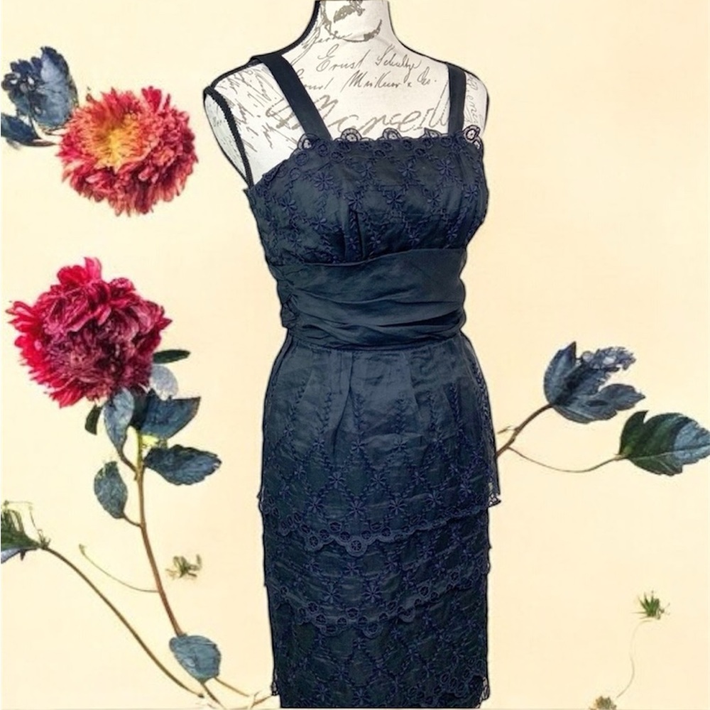 Vintage Sa’Bett 1950’s Eyelet Lace Black Dress 🍀 - Picture 1 of 8